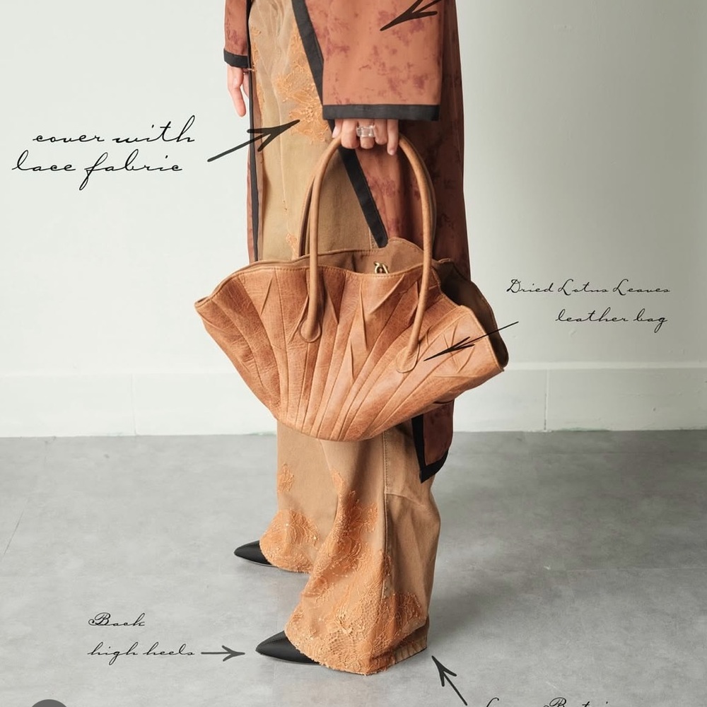 Local Artisan Handmade Lotus Leaves Leather Bag